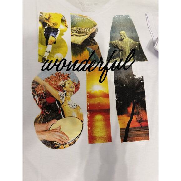 rare vintage brazil graphic white xl t shirt rare Find Hi quality TEE NWOT - Picture 4 of 6
